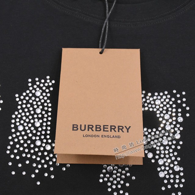 Burberry專櫃巴寶莉2023SS新款燙鑽T恤 男女同款 tzy2711